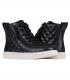 Black Leather Billy Quilt High Tops