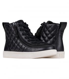 Black Leather Billy Quilt High Tops